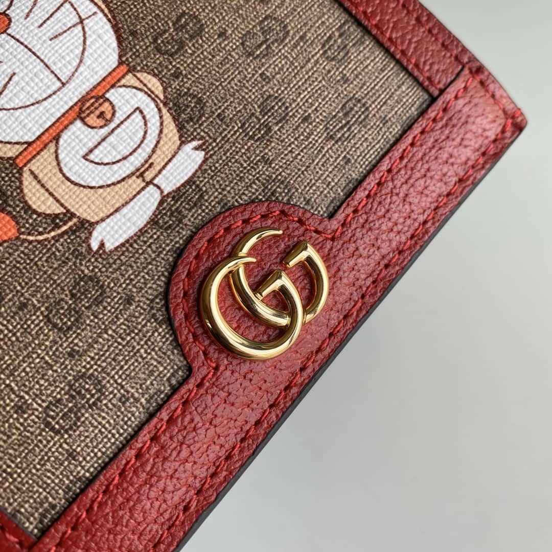 Gucci Doraemon GG Supreme Mini Wallet Replica 654541