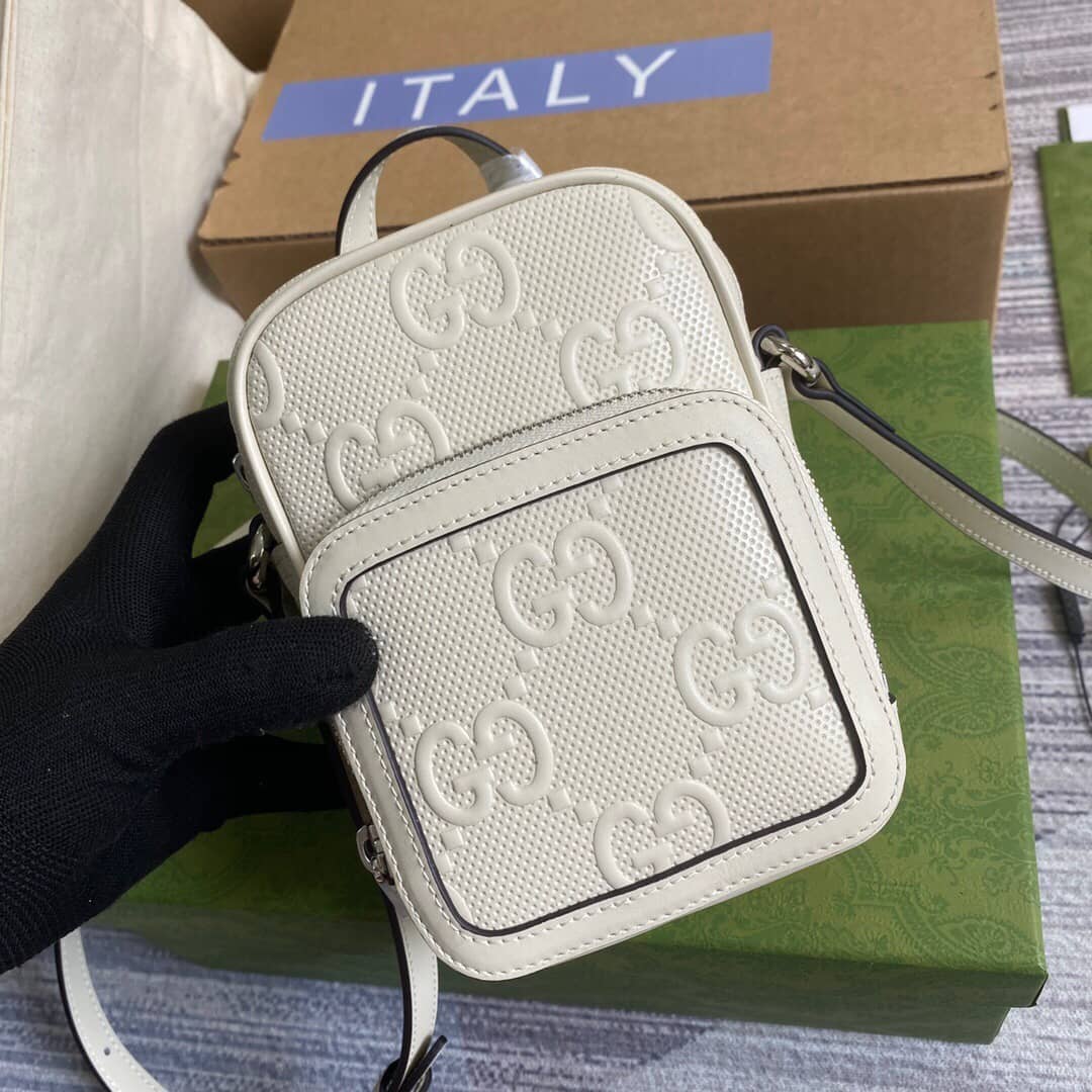 Gucci GG Embossed Mini Bag Replica White 658553