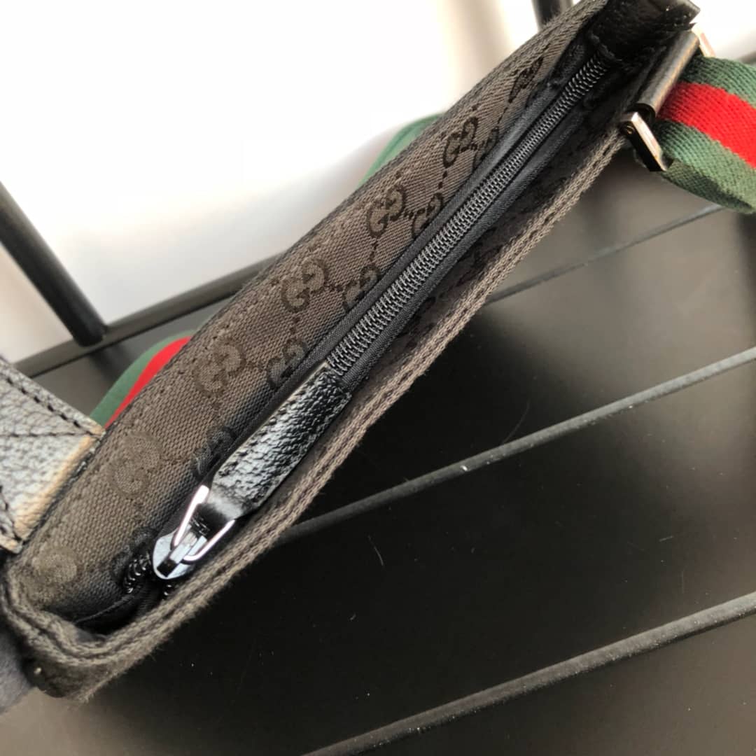 Gucci GG Monogram Canvas Web Small Messenger Bag Replica Black 146309