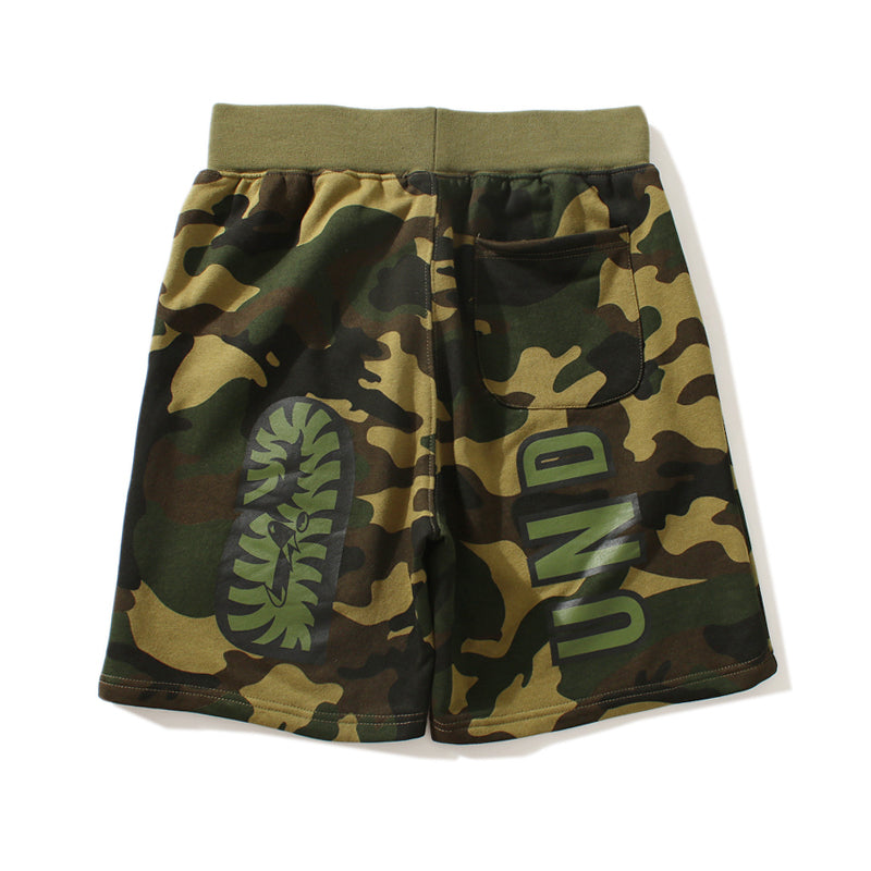 BAPE x Undefeated Shorts Shark Camo Green Black Pants HDCP8653