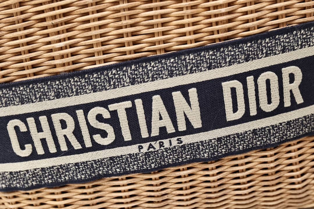 Christian Dior Wicker Bucket Bagblue Oblique