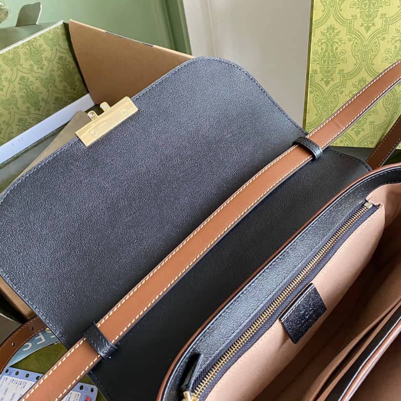 Gucci Padlock Small GG Supreme Canvas Shoulder Bag Replica Black 644527