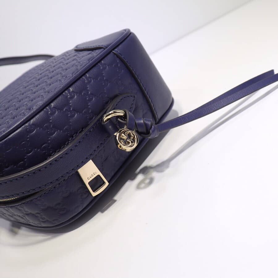 Gucci Bree Guccissima GG Leather Canvas Camera Bag Replica Blue 449413