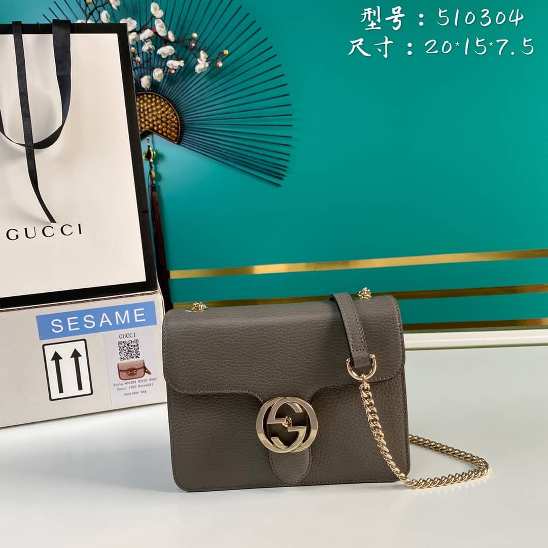 Gucci Interlocking Leather Chain Crossbody Bag Replica 510304