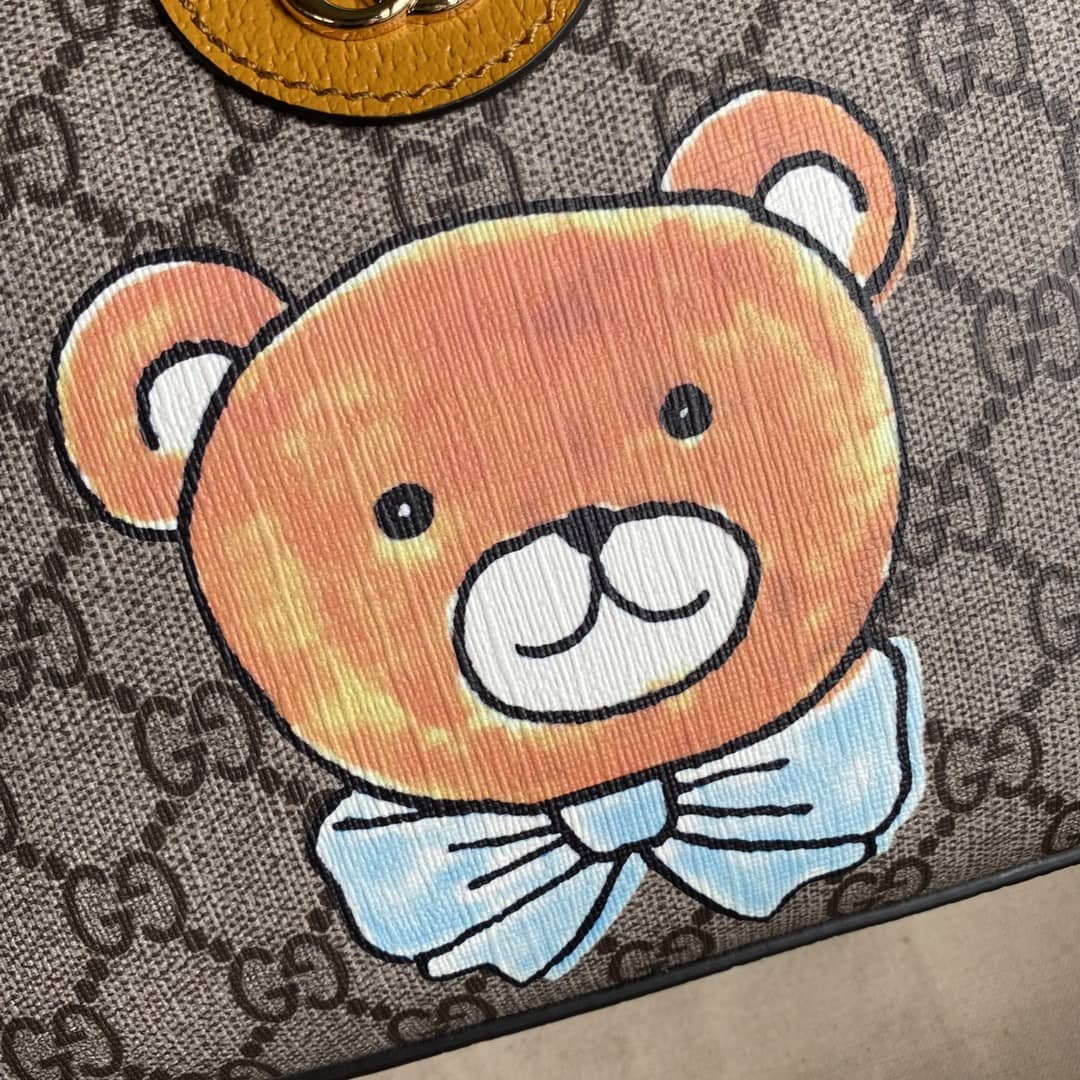 Gucci Exo-Kai Teddy Bear Supreme GG Canvas Shoulder Bag Replica 574886