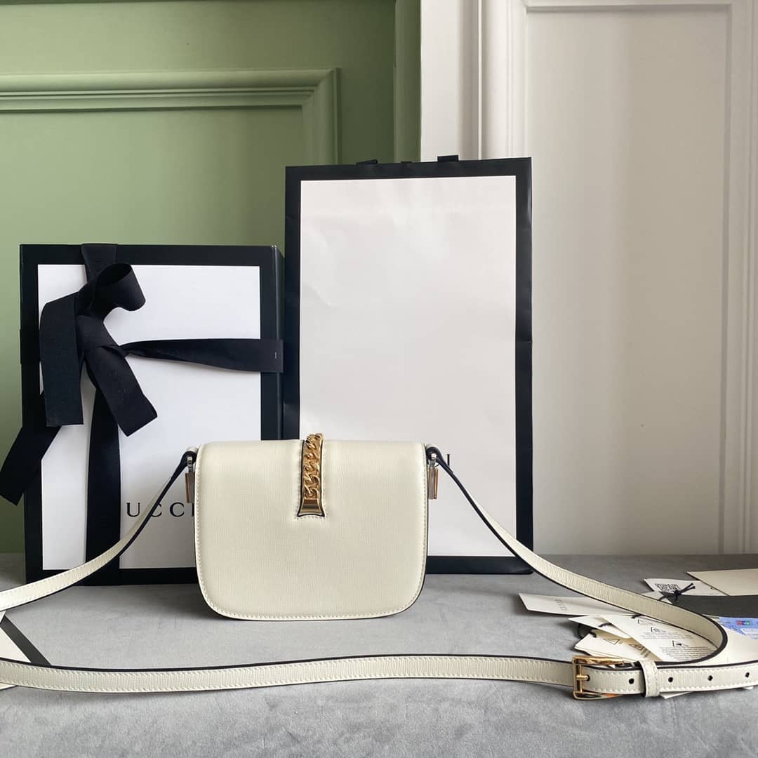 Gucci Ladies Mini Sylvie Shoulder Bag Replica White 615965