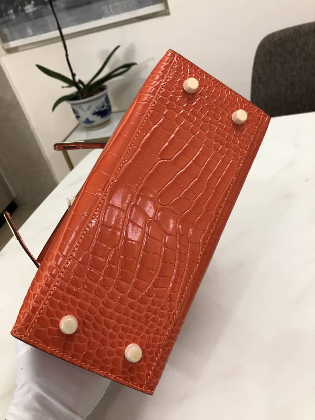 Hermes Kelly Dupe 25CM Crocodile Shiny Replica Bag
