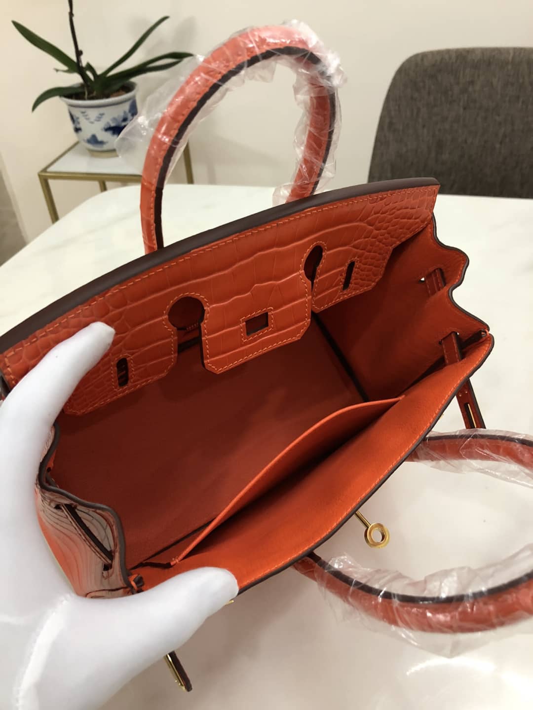 Hermes Birkin 25CM Crocodile Shiny Replica Bag