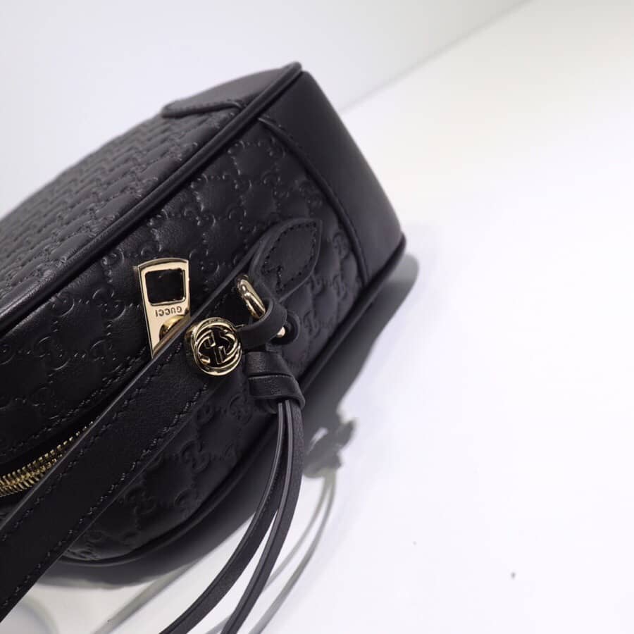 Gucci Bree Guccissima GG Leather Canvas Camera Bag Replica Black 449413
