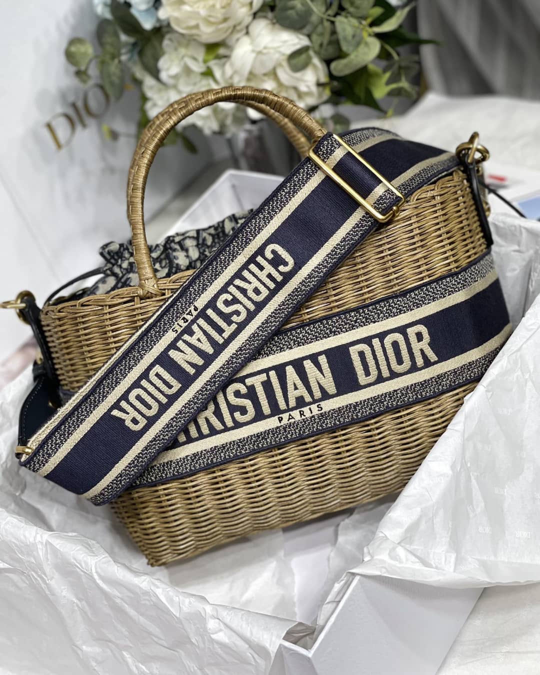 Dior Dupe Bag Medium Lady Natural Wicker