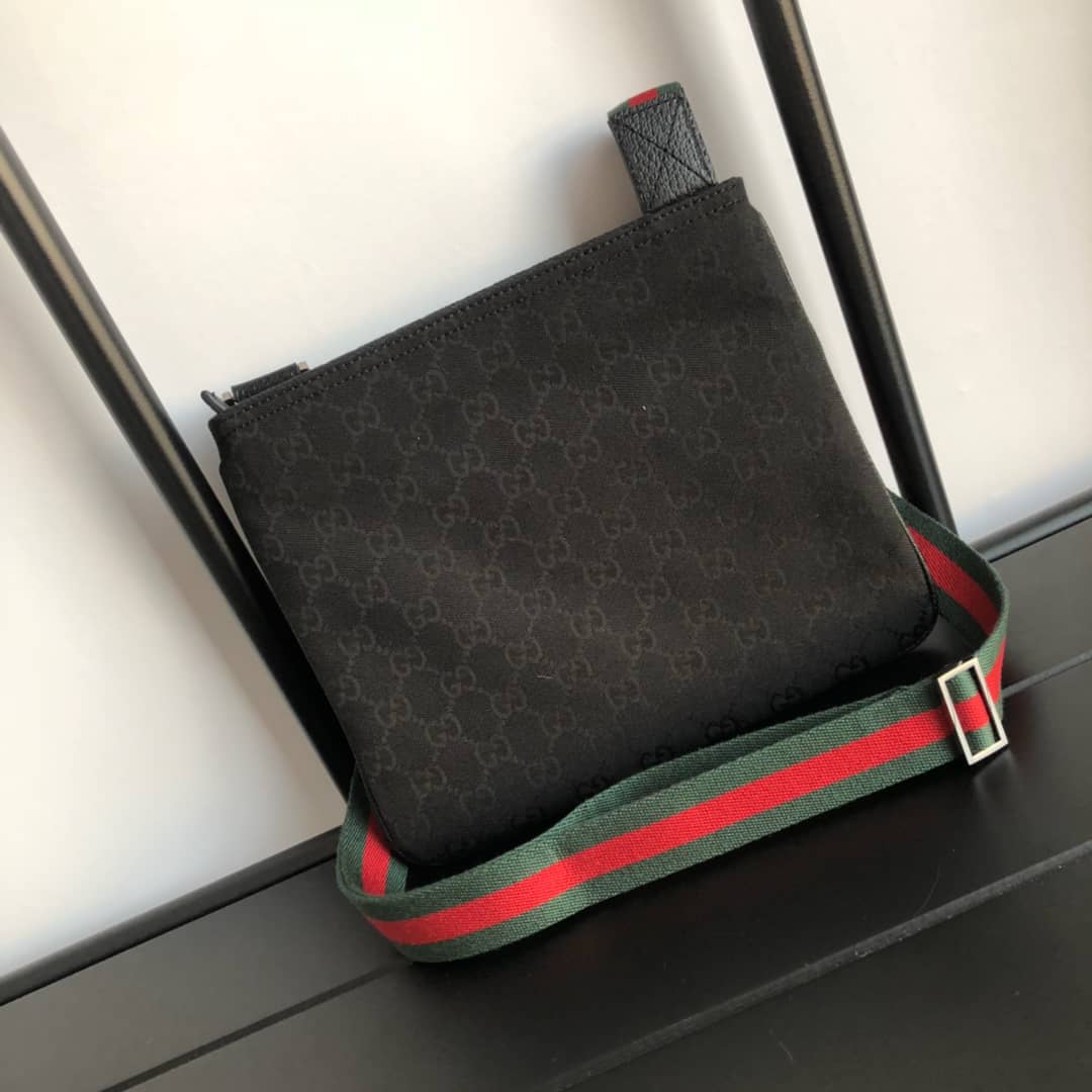 Gucci GG Monogram Canvas Web Small Messenger Bag Replica Black 146309