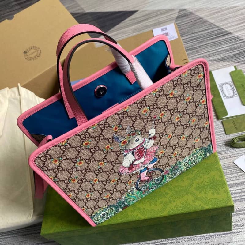 Gucci Supreme Canvas Children Yuko Higuchi Tote Replica Pink 630542