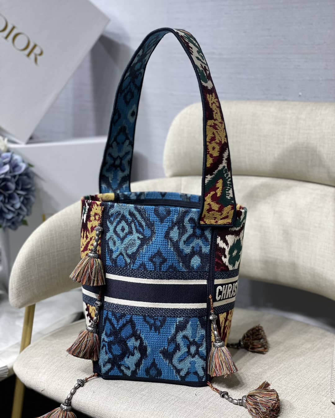 Christian Dior CD Bubble Embroidered Replica Bucket Bag