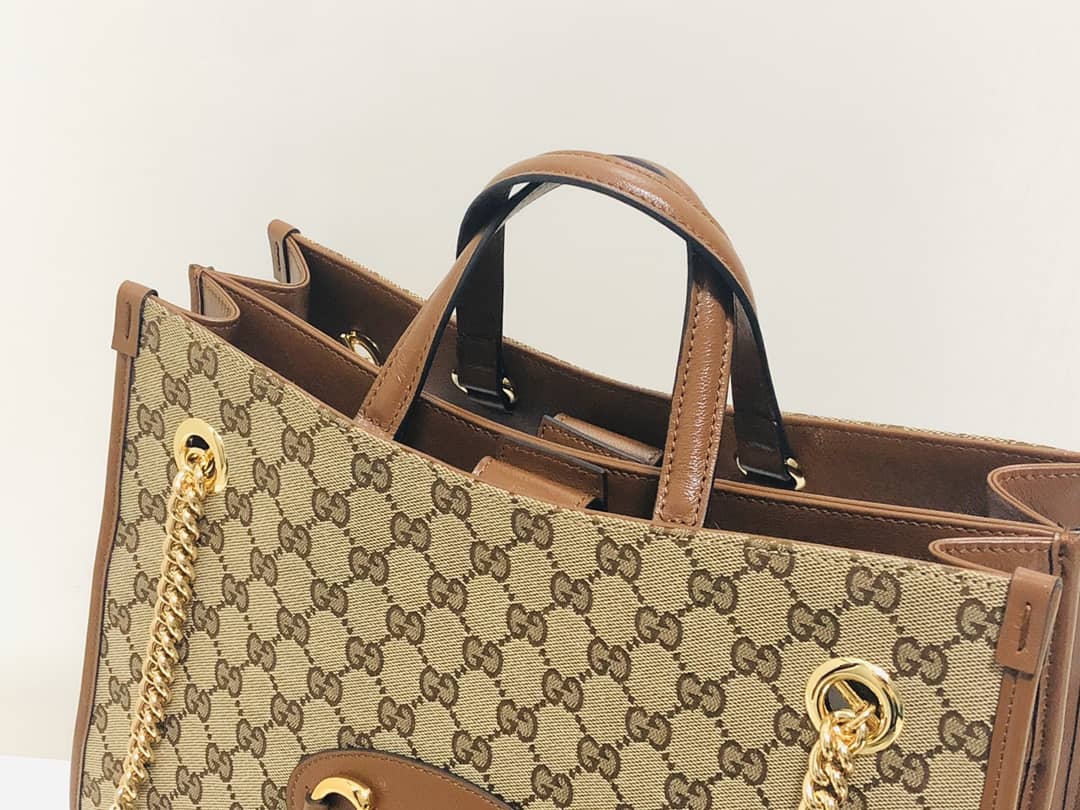 Gucci Horsebit 1955 Leather Tote Replica Brown 621144