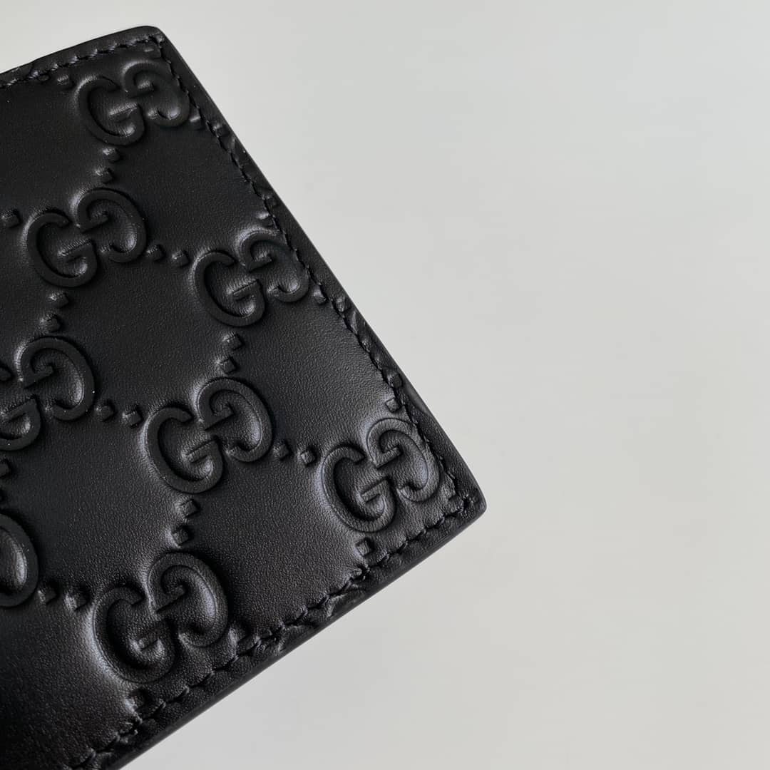 Gucci Mens Signature Leather Bi-fold Wallet Black Replica 365466