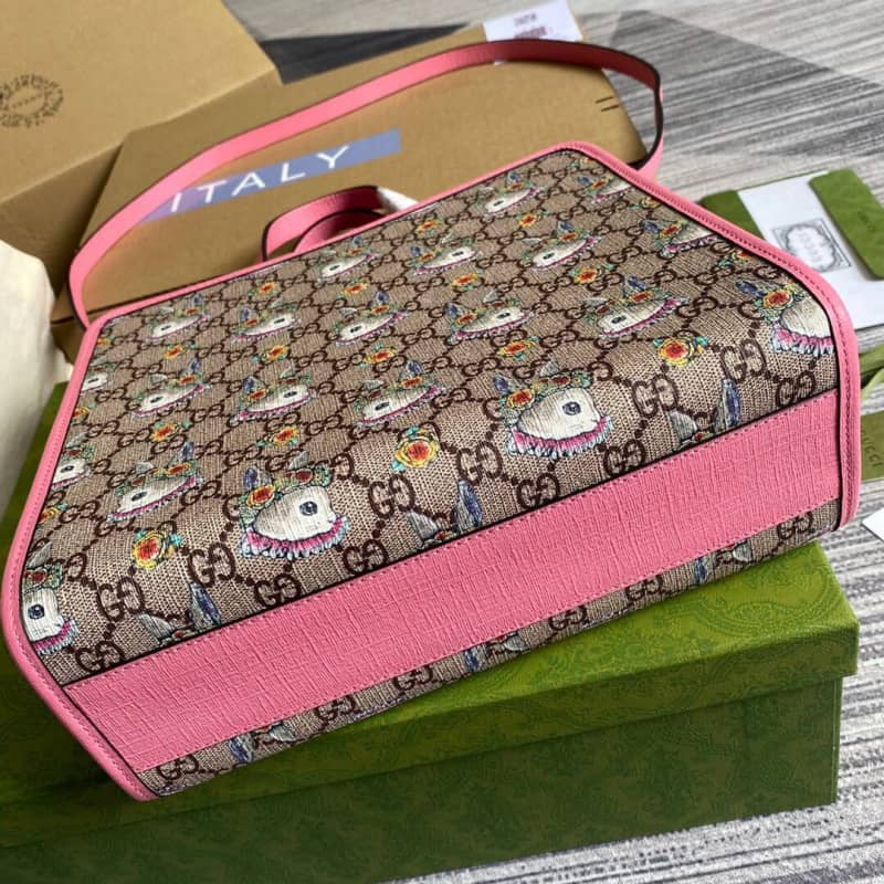 Gucci Supreme Canvas Children Yuko Higuchi Tote Replica Pink 630542