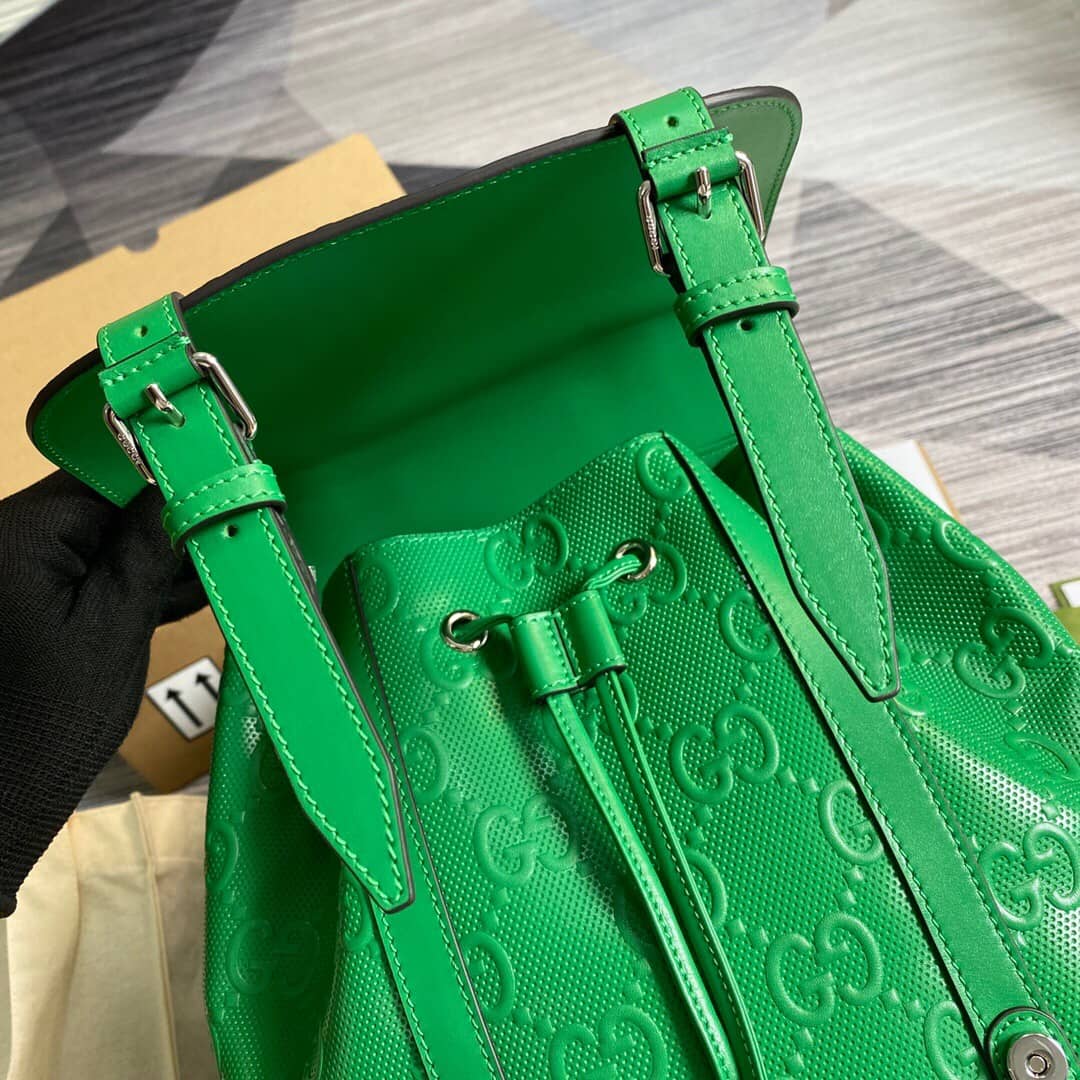 Gucci GG Embossed Leather Replica Backpack Green 625770