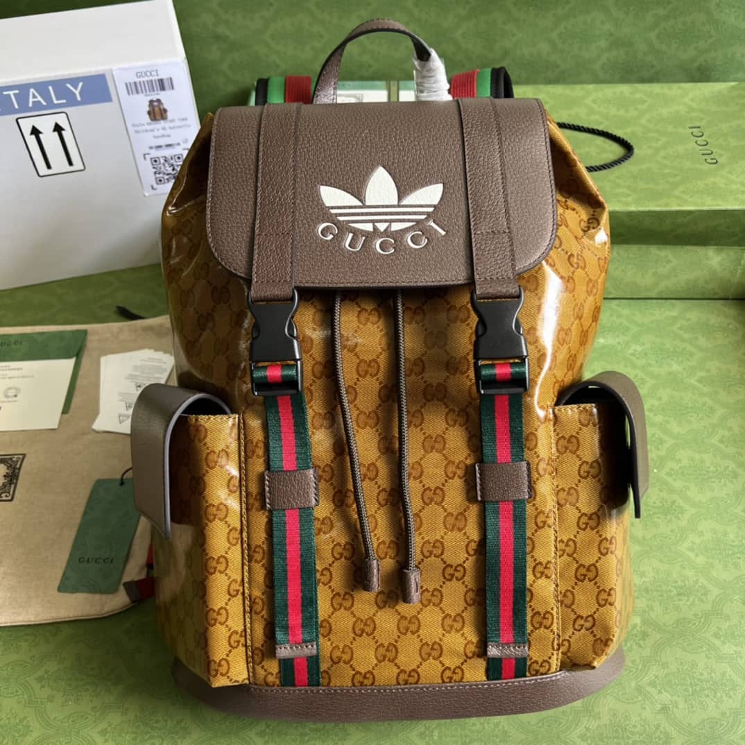 Adidas x Gucci Beige Brown Replica Backpack 495563