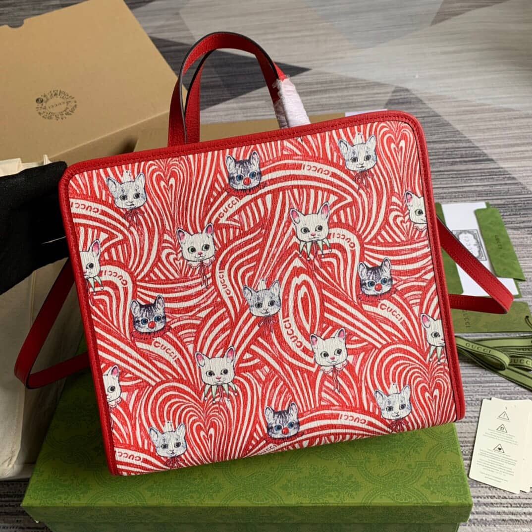 Gucci Supreme Canvas Children Yuko Higuchi Tote Replica Red 630542