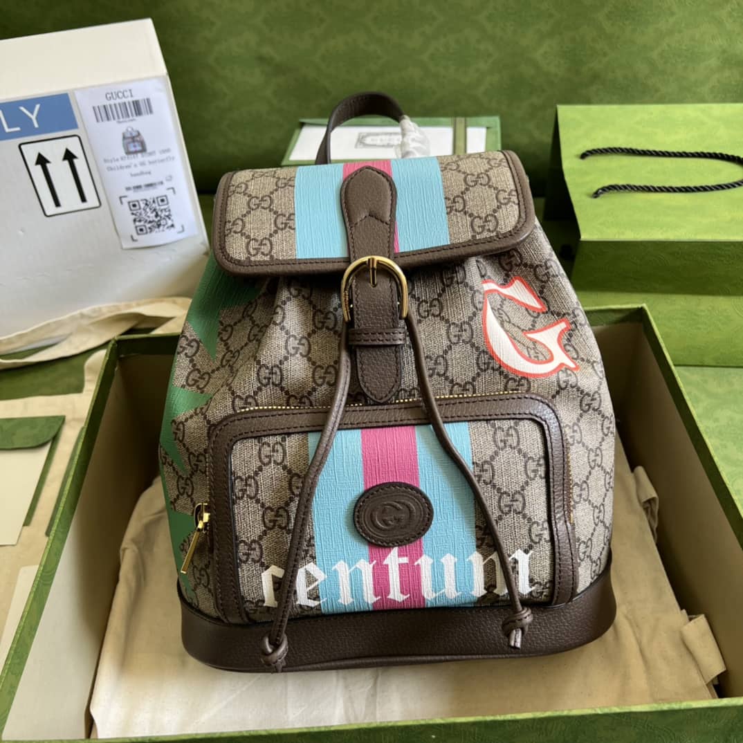 Gucci Interlocking GG Supreme Backpack Beige Replica 674147