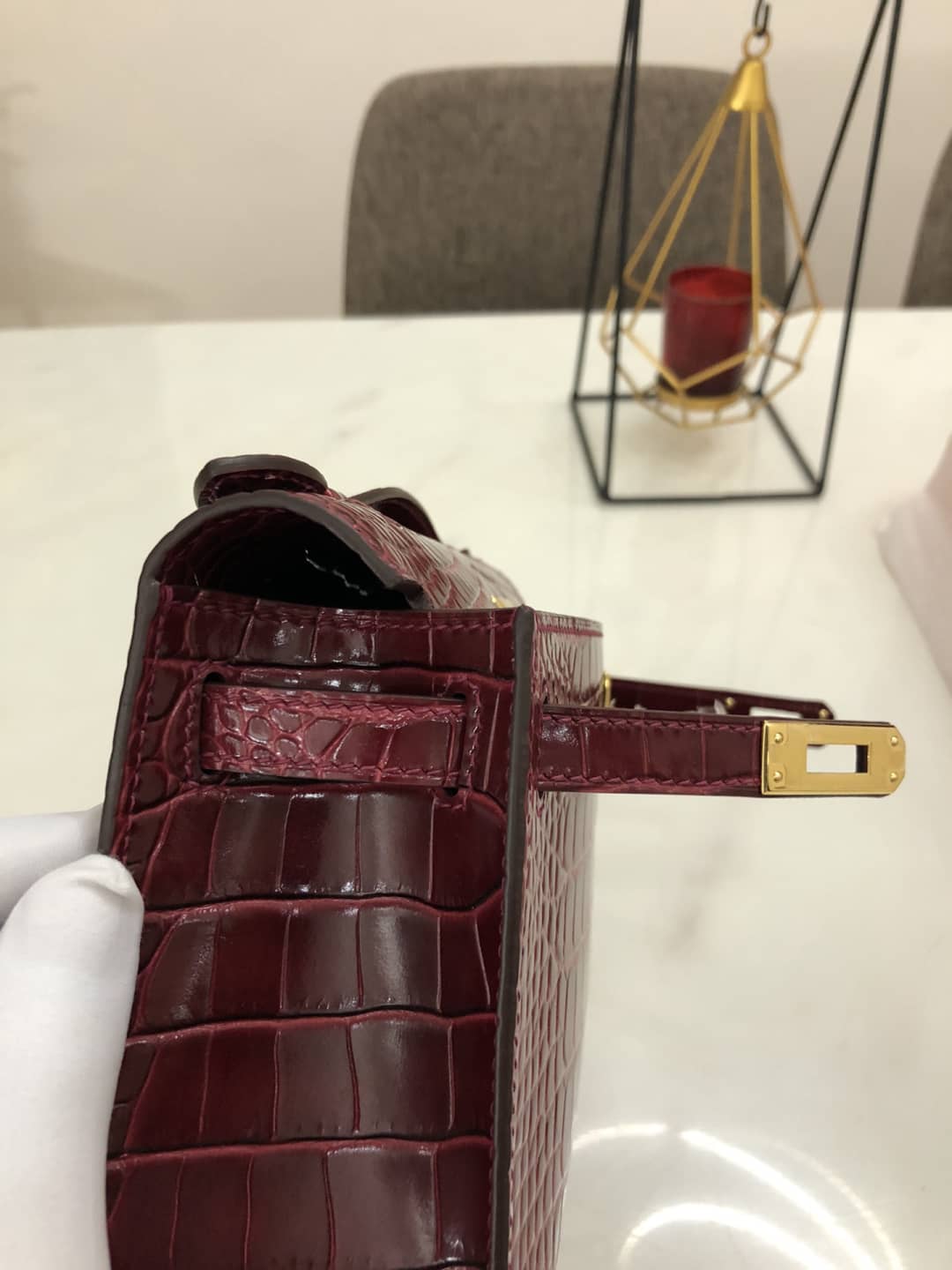 Hermes Kelly Dupe 22CM Crocodile Shiny Replica Bag