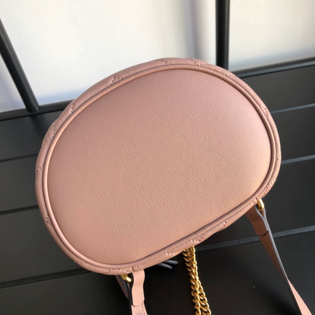 Gucci GG Marmont Matelesse Mini Round Replica Backpack Pink 598594