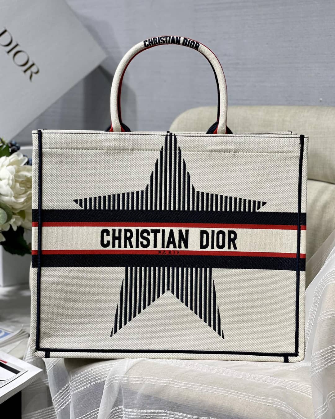 Christian Dior CD Book Embroidery Replica Tote