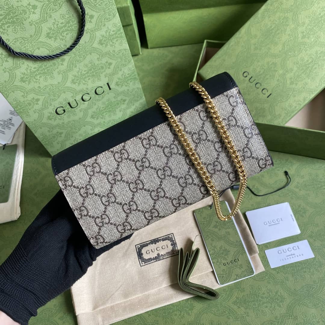 Gucci Padlock Chain Long Wallet Black Replica 658226