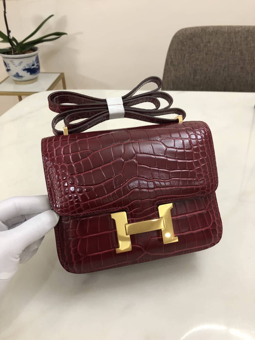 Hermes Replica Constance 18CM Crocodile Shiny Bag