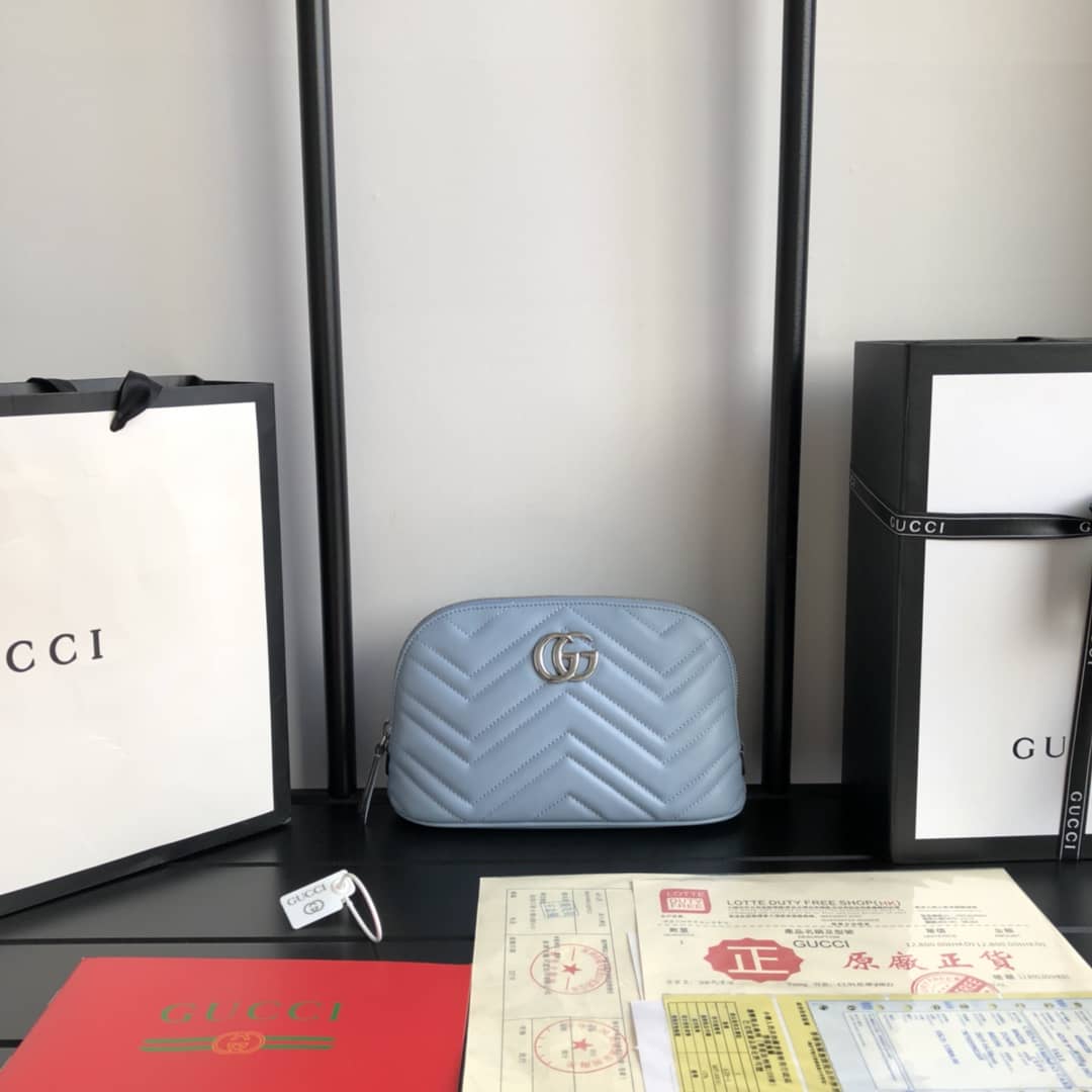 Gucci GG Marmont Quilted Vanity Bag Replica Blue 625690