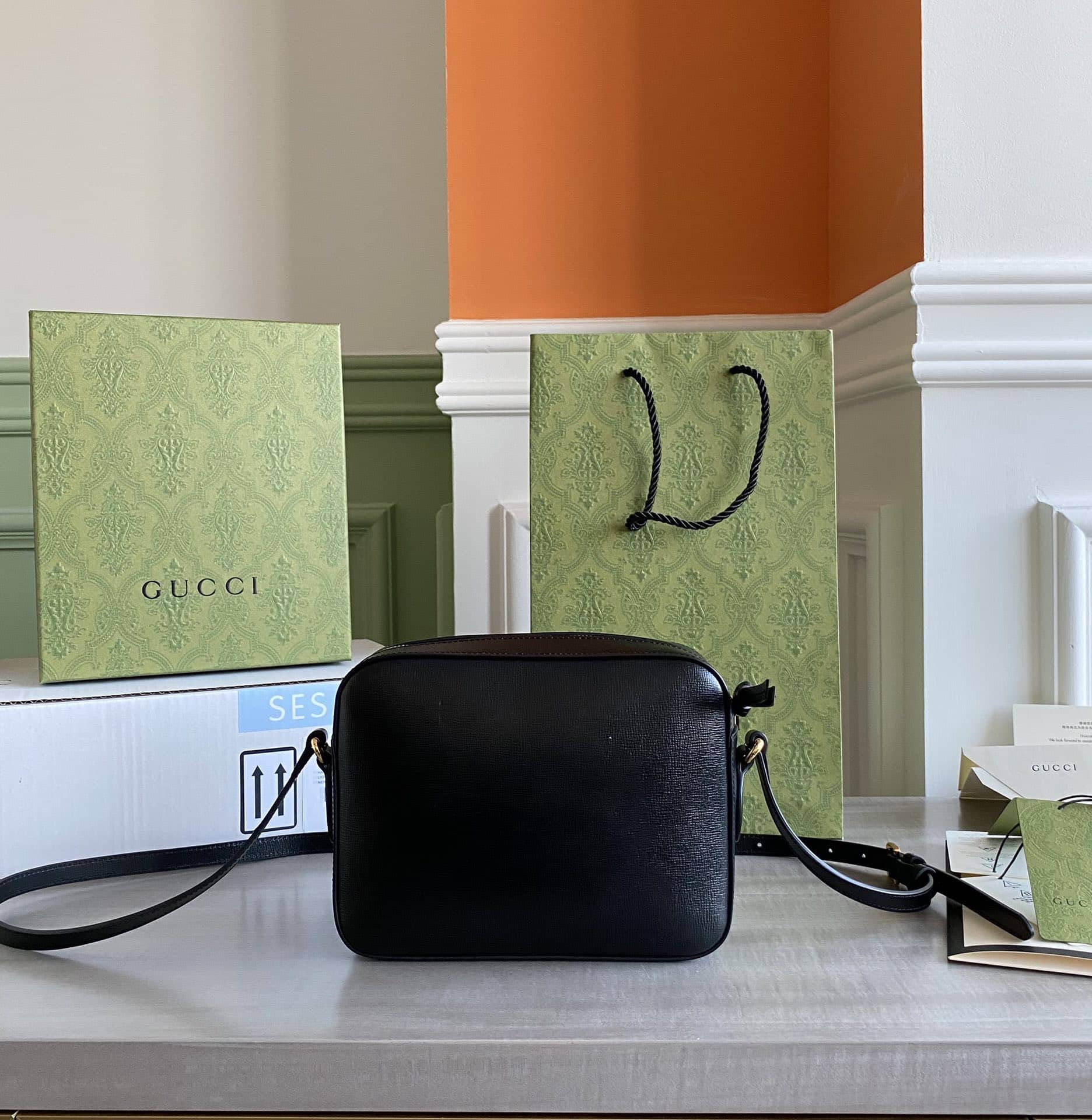 Gucci Horsebit 1955 GG Crossbody Bag Replica Black 645454