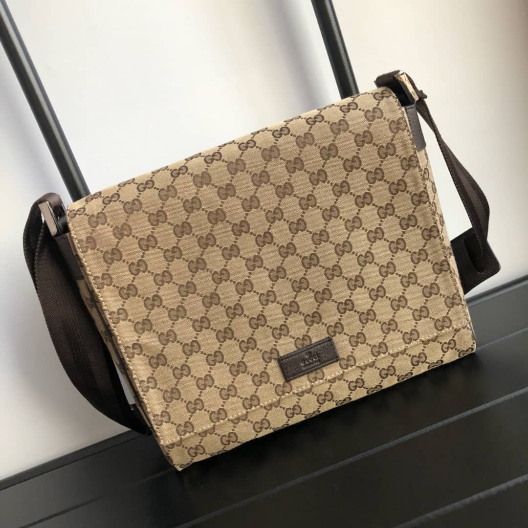 Gucci GG Canvas Messenger Bag Replica Brown 146236