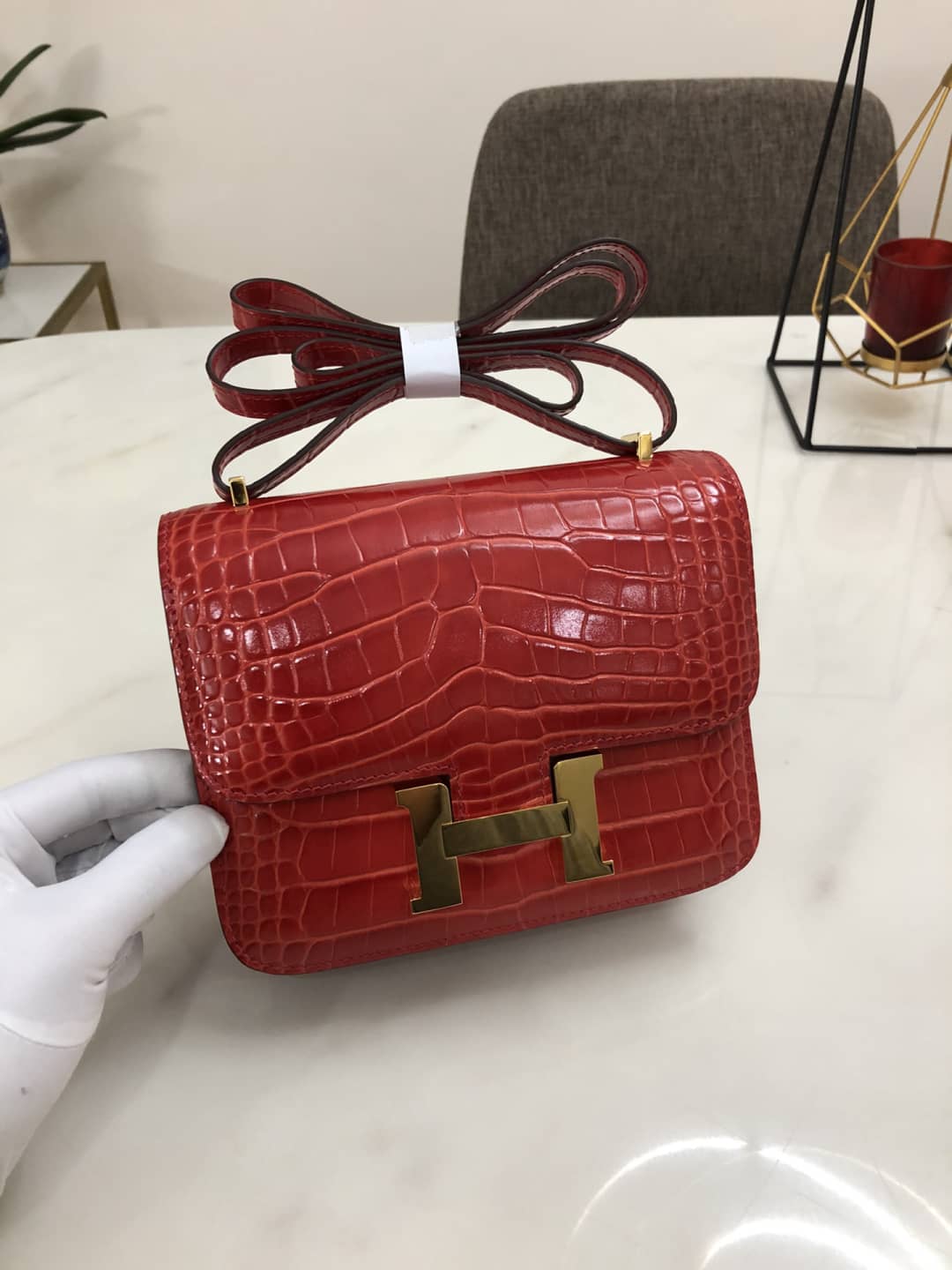 Hermes Replica Constance 18CM Crocodile Shiny Bag