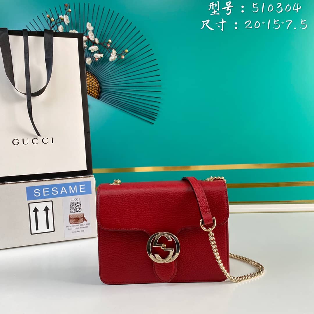 Gucci Interlocking Leather Chain Crossbody Bag Replica 510304