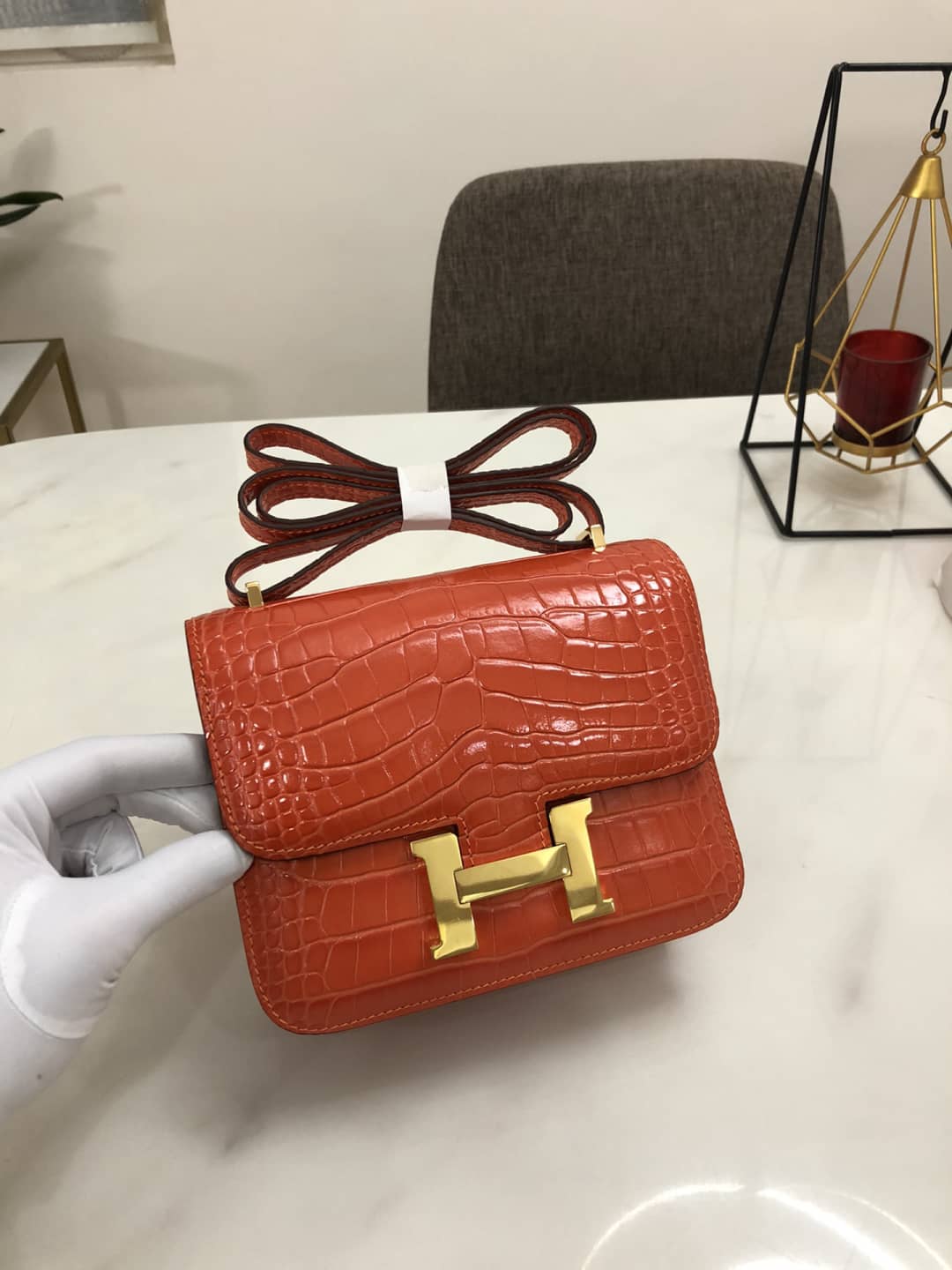 Hermes Replica Constance 18CM Crocodile Shiny Bag