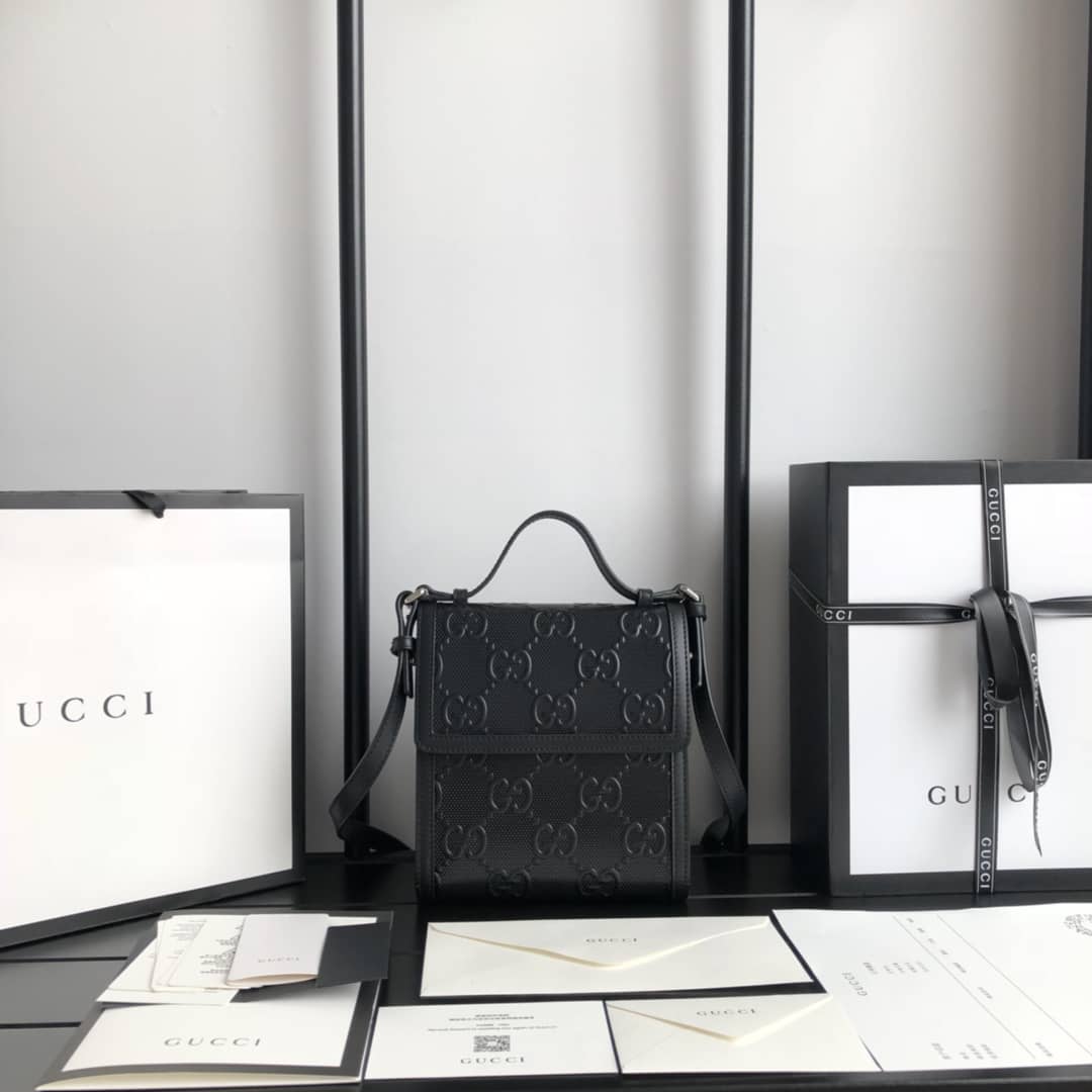 Gucci Mens GG Embossed Messenger Bag Replica 625782
