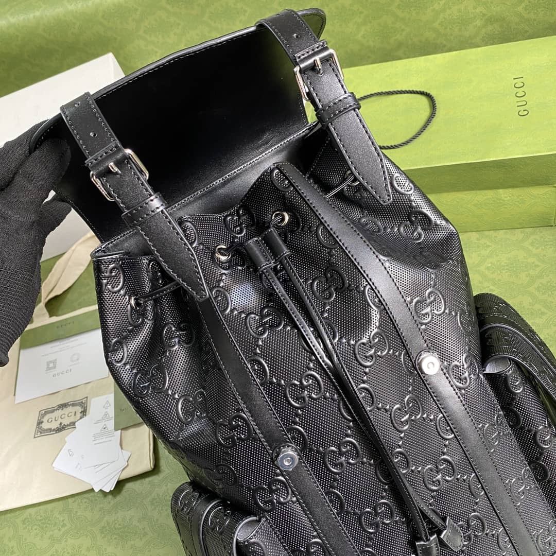Gucci GG Embossed Backpack Replica Black 625770