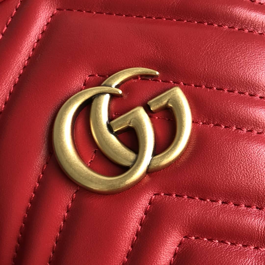 Gucci GG Marmont Mini Bucket Crossbody Bag Replica Red 575163