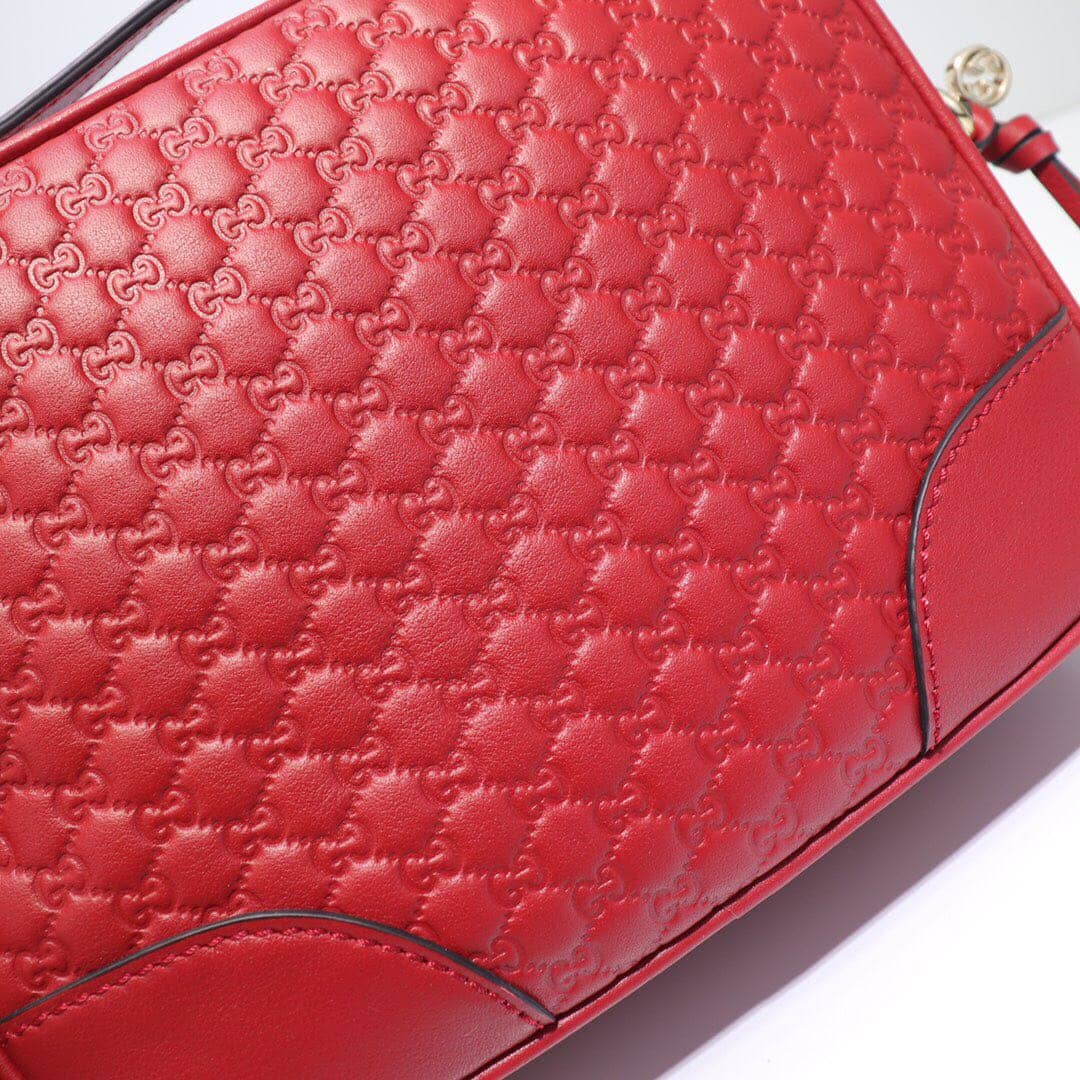 Gucci Bree Guccissima GG Leather Canvas Camera Bag Replica Red 449413