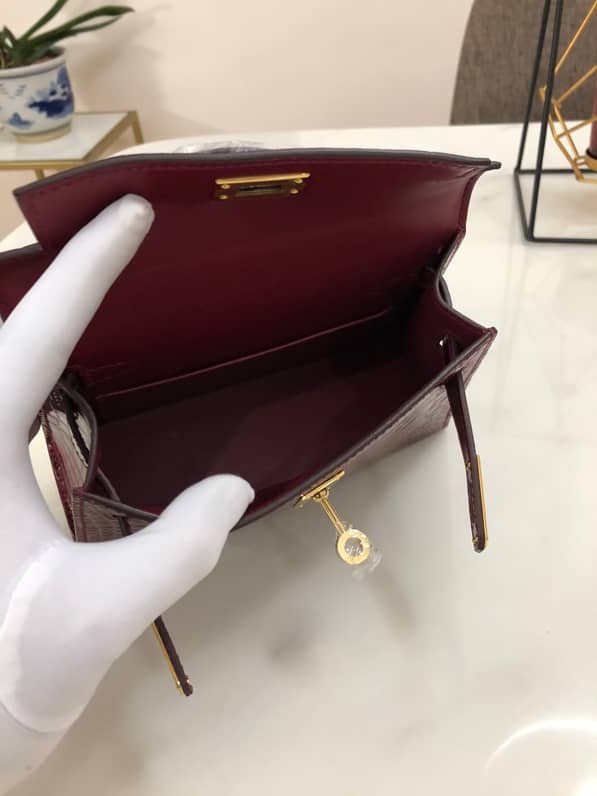 Hermes Kelly Mini 19CM Crocodile Shiny Replica Bag