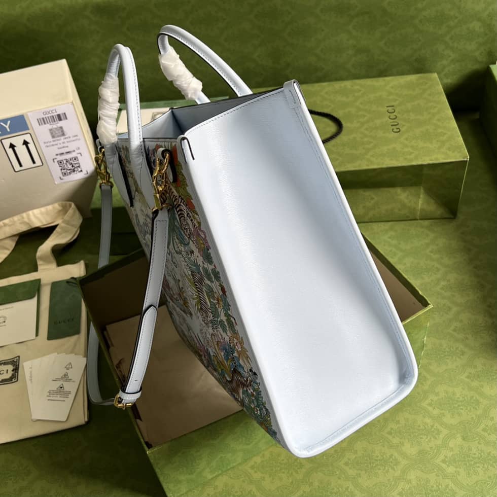 Gucci Tiger Medium Tote Bag Light Blue 687827 Replica