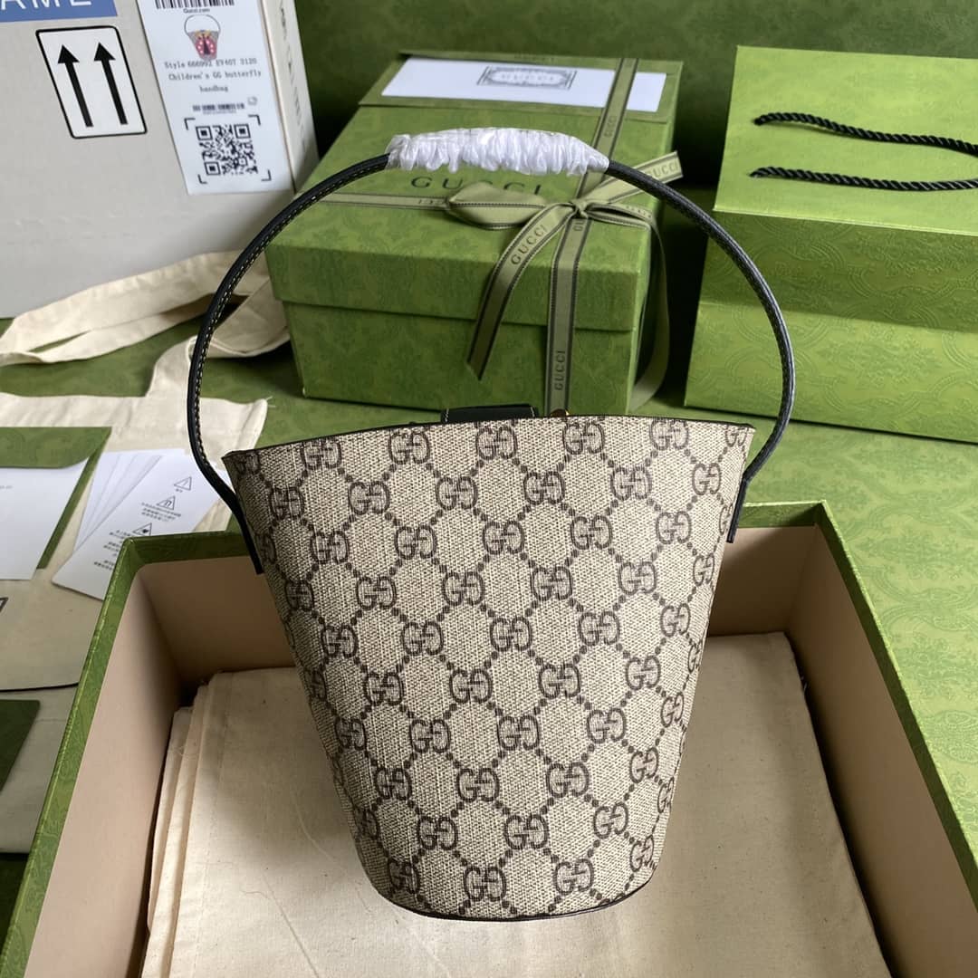 Gucci GG Children Ladybug Supreme Canvas Bucket Bag Replica 666277