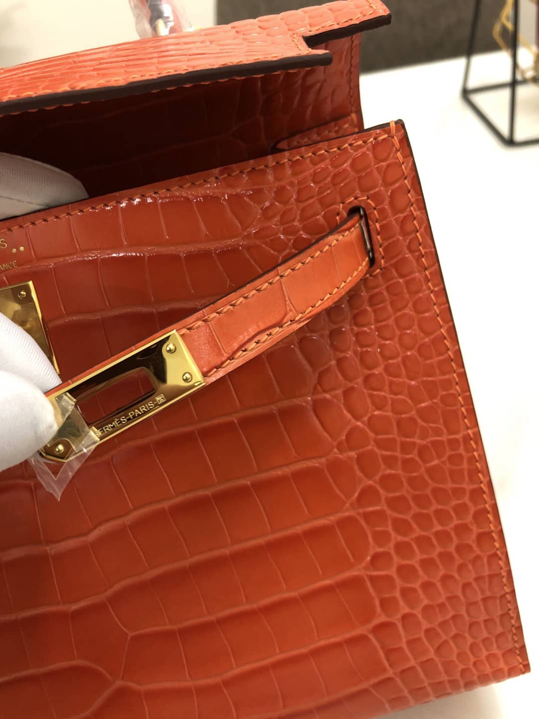 Hermes Kelly Dupe 25CM Crocodile Shiny Replica Bag