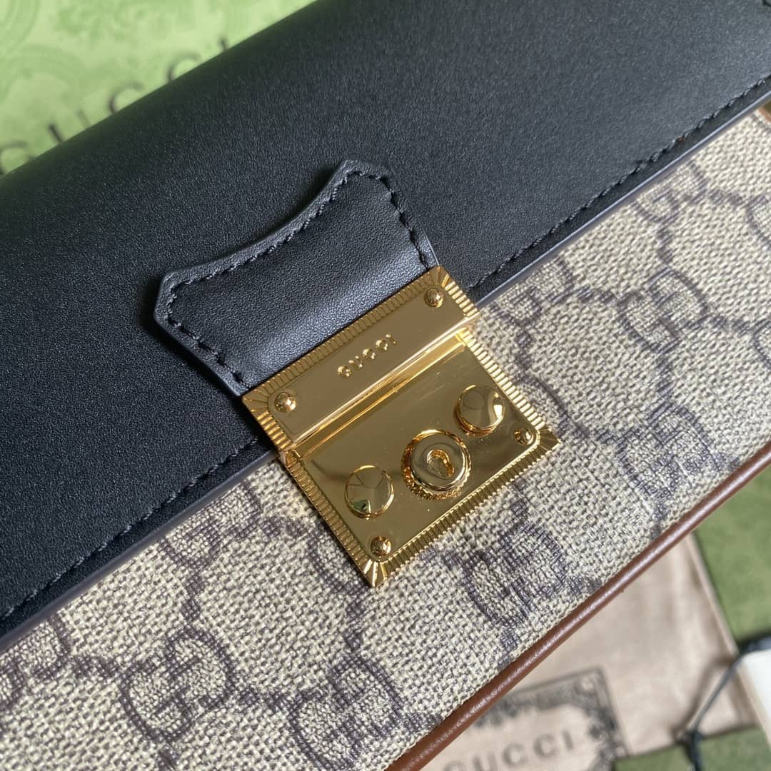 Gucci Padlock Chain Long Wallet Black Replica 658226