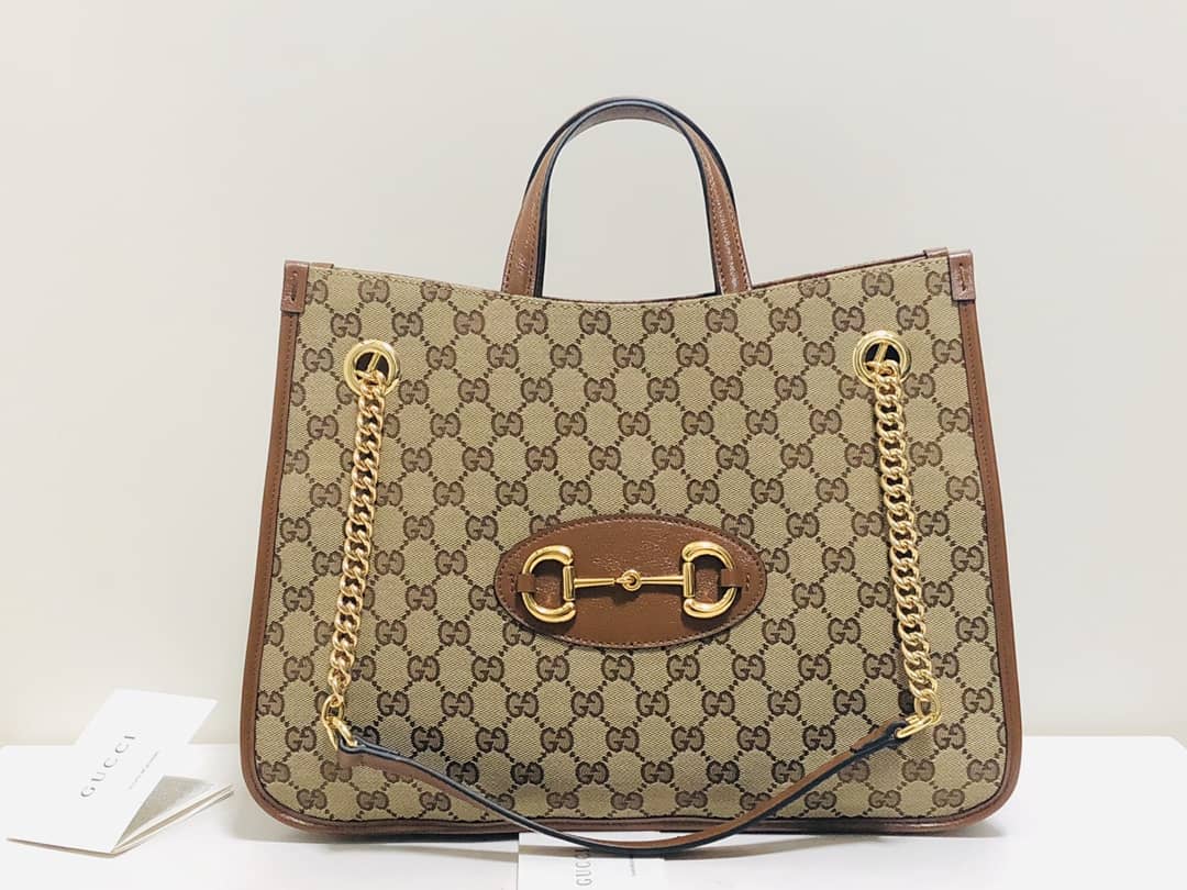 Gucci Horsebit 1955 Leather Tote Replica Brown 621144
