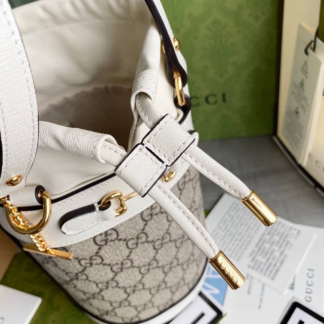 Gucci Horsebit Bag Dupe 1955 Small Bucket Bag Replica White 637115