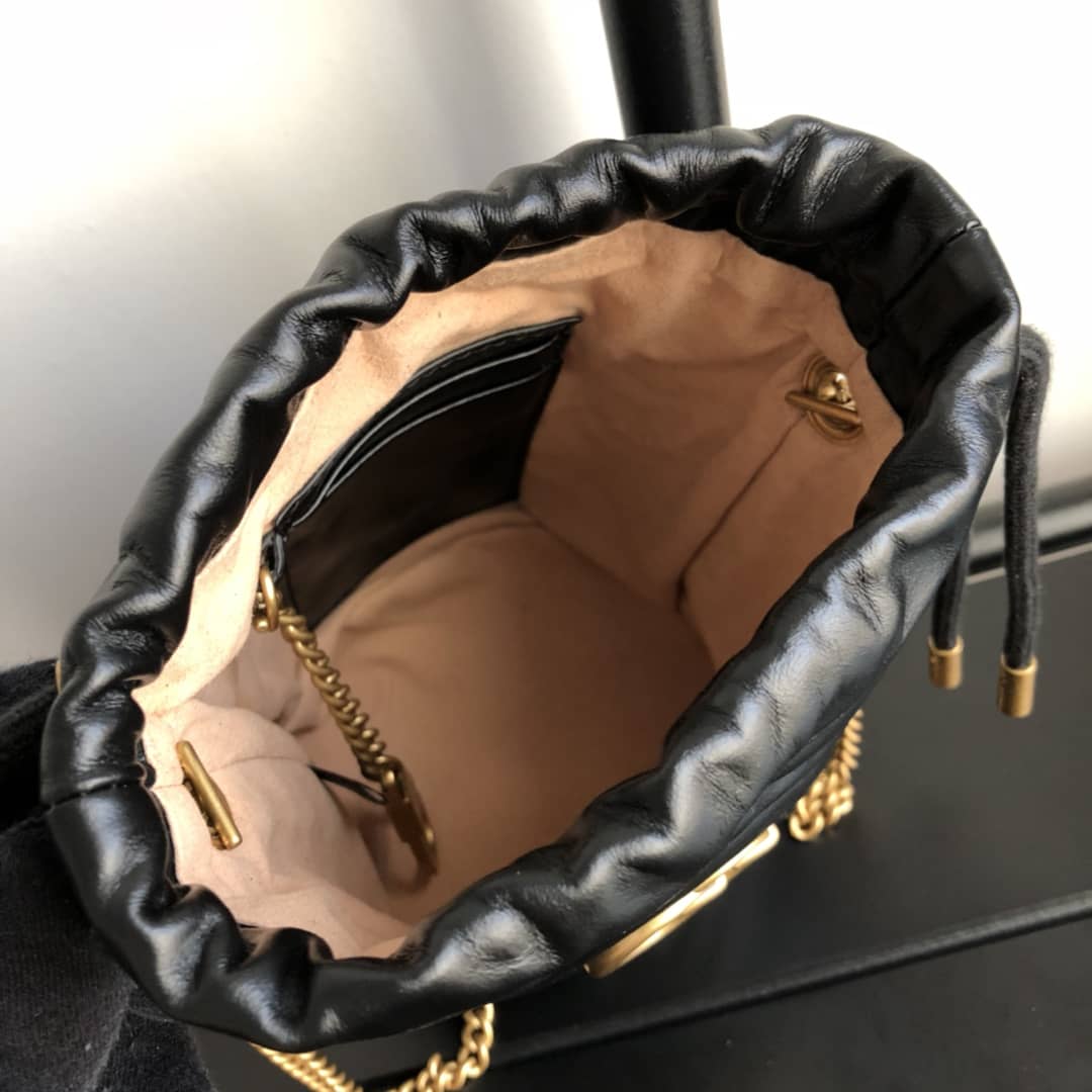 Gucci GG Marmont Mini Bucket Crossbody Bag Replica Black 575163