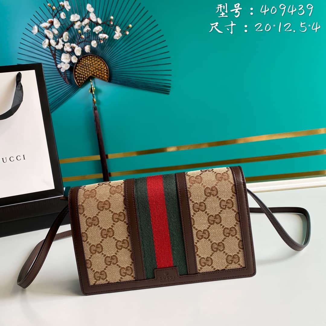 Gucci GG Crossbody Bag Web Stripe Wallet Replica 409439