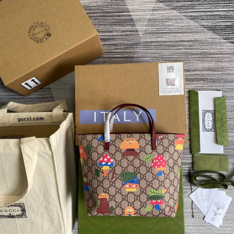 Gucci Children GG Supreme Canvas Replica Tote Brown 410812