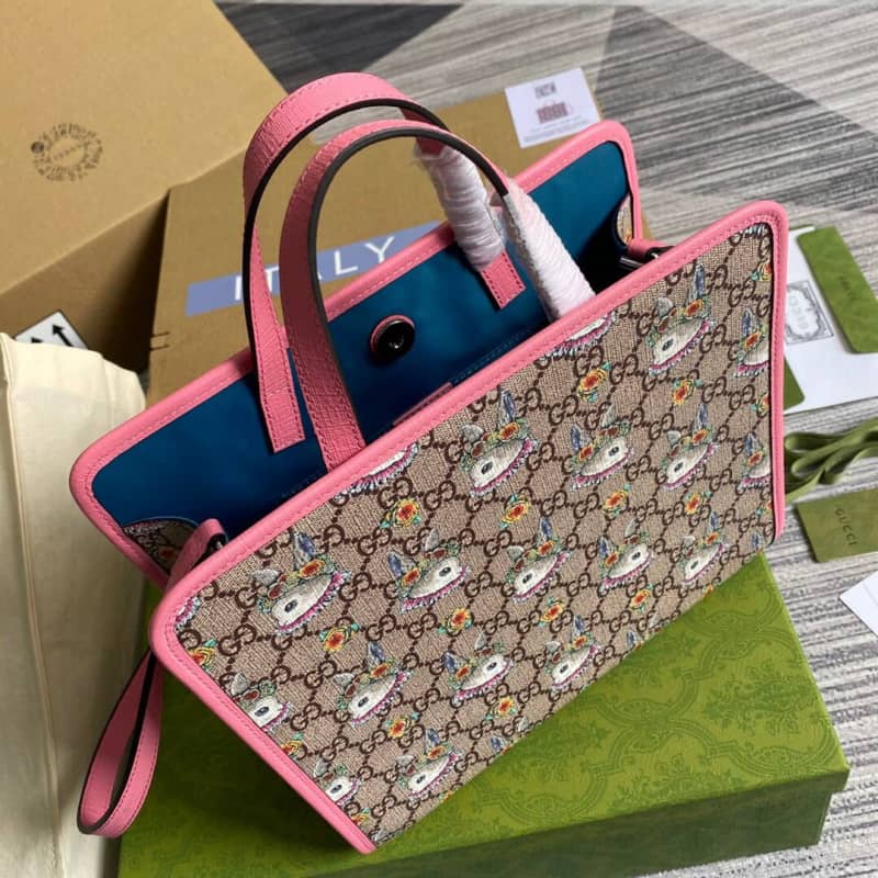 Gucci Supreme Canvas Children Yuko Higuchi Tote Replica Pink 630542